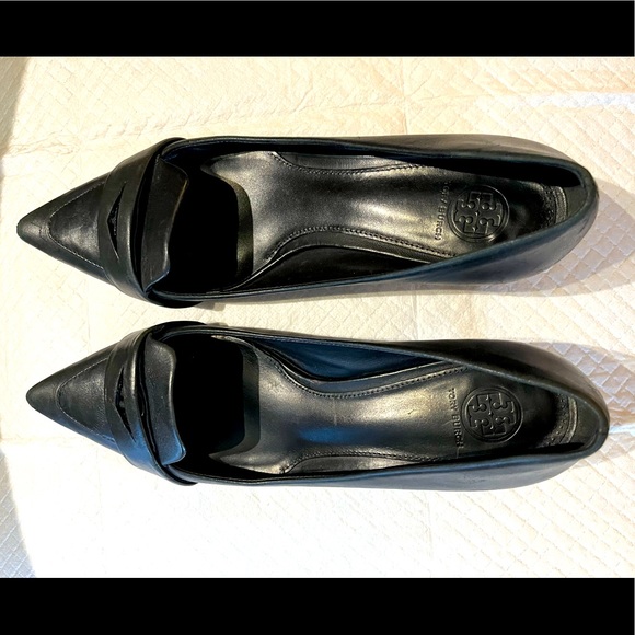 Tory Burch Shoes - TORY BURCH Black-Leather Kitten Heels, Size 9.5 — Authentic